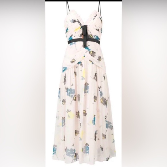 Self-Portrait Floral Ruched Midi Dress – Worn Once – Excellent Condition - Picture 13 of 15